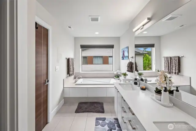Primary bath with soaking tub.