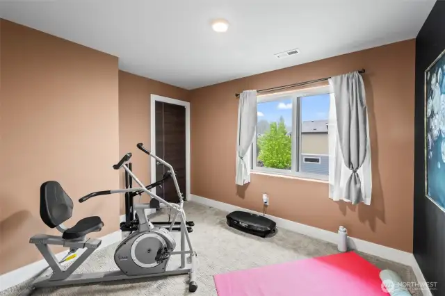 Upstairs bedroom with walk in closet.