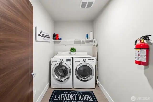 Convenient upstairs laundry.