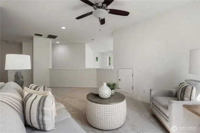 Loft view with windows to back