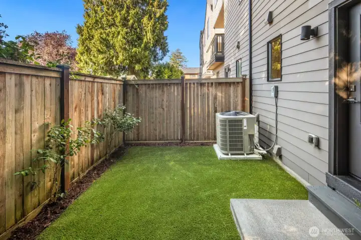 Low maintenance turfed yard.