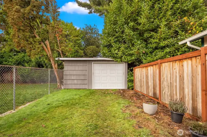 Detached Garage with extra shop space
