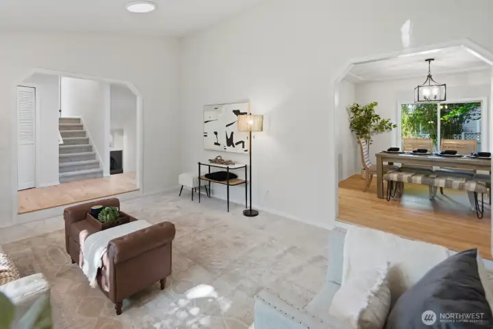 Elegant living and dining areas, offering both versatility and refined entertaining space