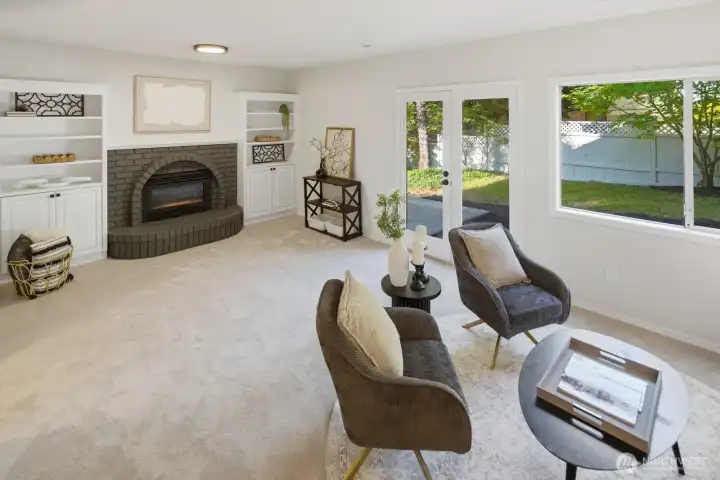 Gorgeous gas fireplace with built-ins