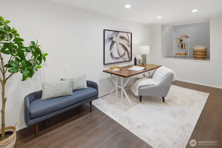 Basement level - Generous 2nd room ready for guests, a home office or media room