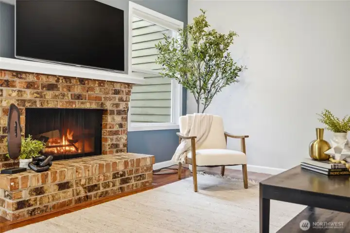 warm and inviting wood burning fireplace