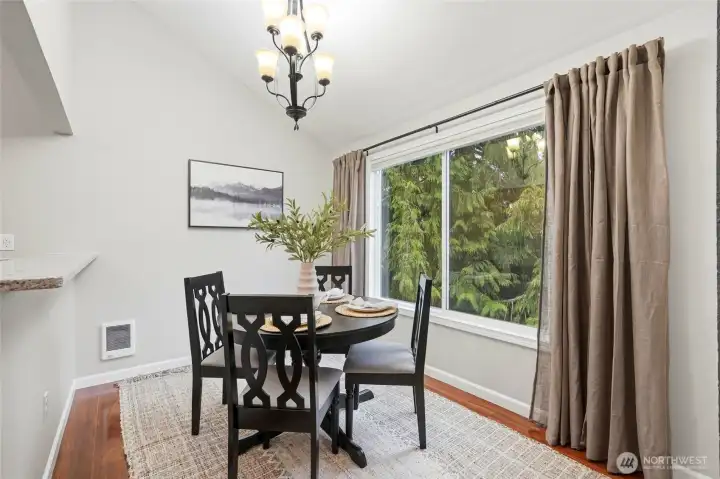 very spacious dining room can accommodate an even larger table than shown