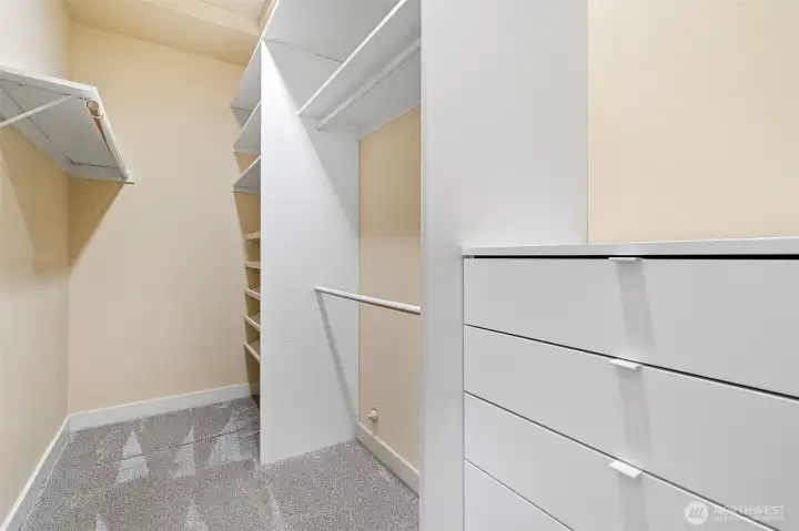 One of two walk in closets in primary sweet