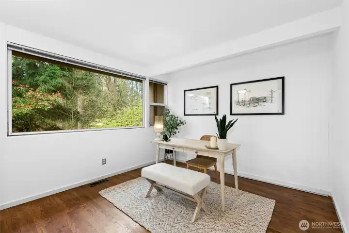 Bedroom, staged as office