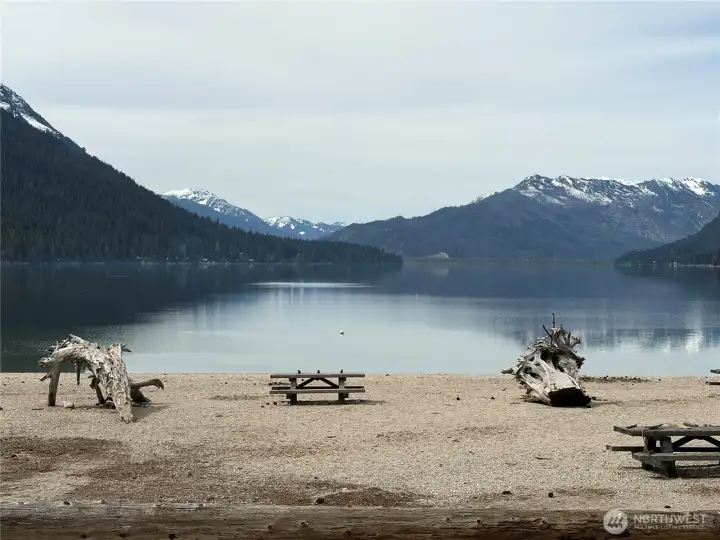 Lake Wenatchee State Park public beach close by