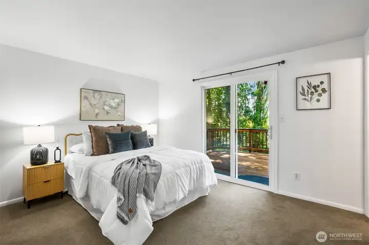 Primary ensuite with access to the deck.