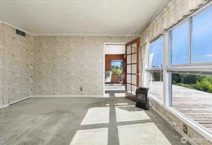 This is the primary bedroom, overlooking the gorgeous valley, Puget Sound, Double Bluff and the Olympic Mountains. This is the primary bedroom, overlooking the gorgeous valley, Puget Sound, Double Bluff and the Olympic Mountains.