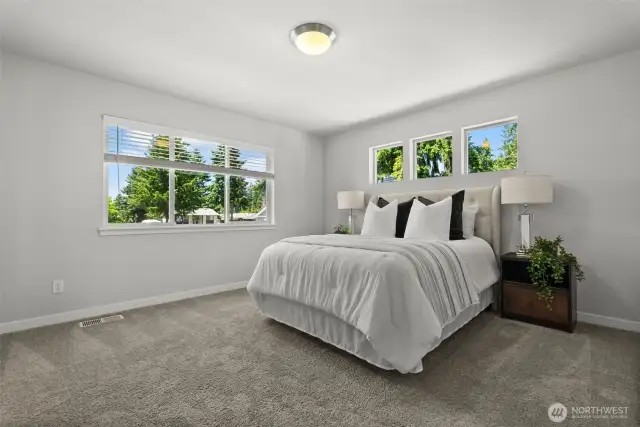 Generous in size, the primary ensuite bedroom includes a walk in closet and an ensuite 5 piece bathroom.