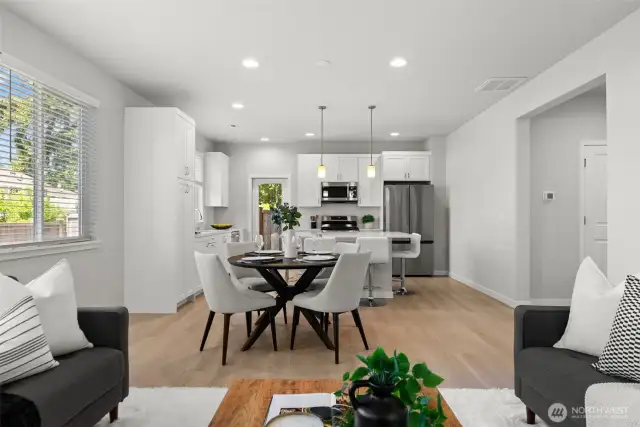 This home embraces modern design elements to create a sophisticated yet cozy environment.