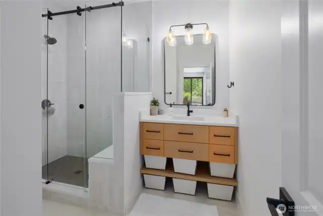 Lower-level bathroom.