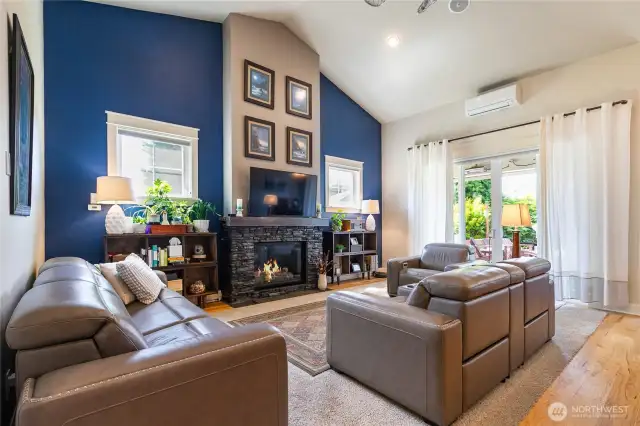 Main floor living, with mini splits for heating/cooling + a gas fireplace