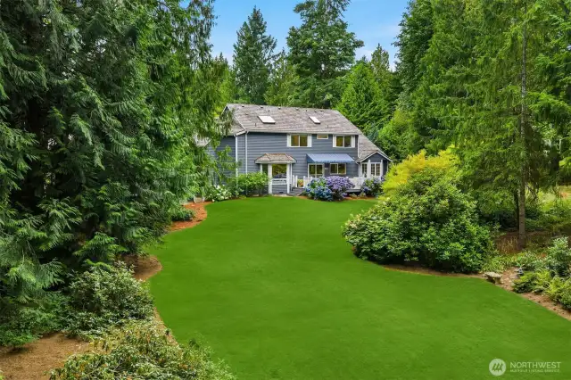Meticulously maintained grounds, in a park-like setting.