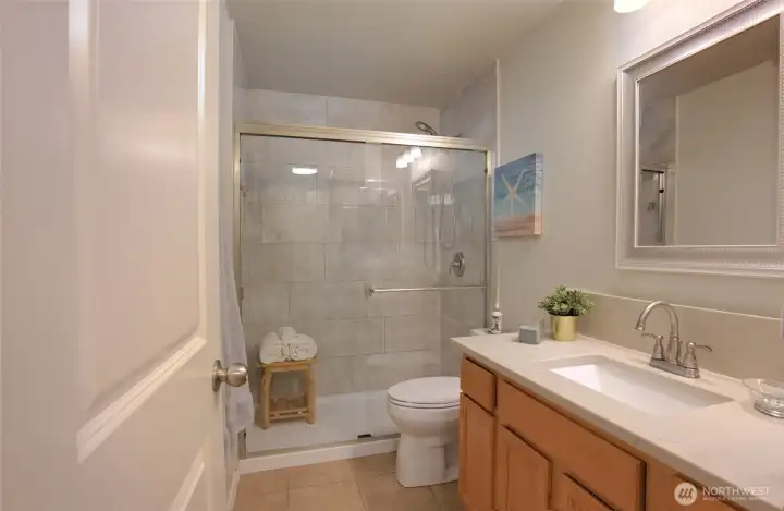 Beautifully updated 3/4 bathroom just off the Primary.