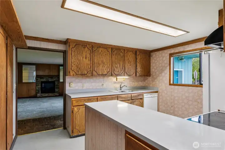View from kitchen into living room