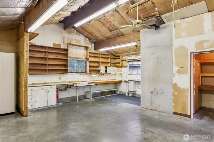 Large shop inside of garage