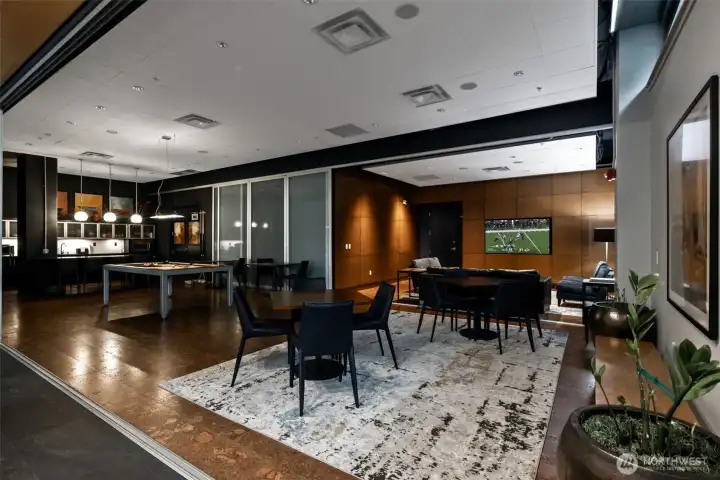 Beautiful entertainment areas for the Trio community w/kitchen, pool table, lounge area w/t.v and cozy fireplace's