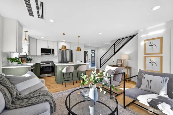 Open Main floor with stylish kitchen