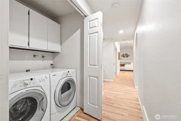 Full size washer and dryer on main level.