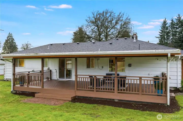 Another view of the back of the home, and the covered deck.