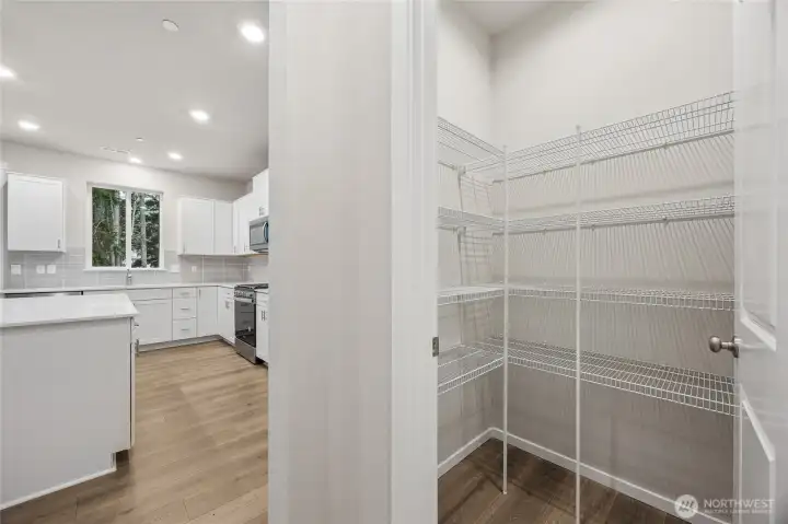 Walk in pantry for all your kitchen storage needs. Picture for representational purposes only, colors and features may vary.