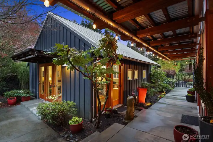 The detached studio just opposite the front entry.