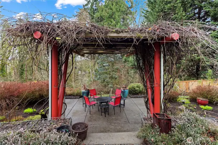 To the pergola, additional entertaining, bbq space