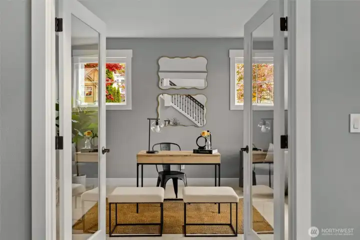 Spacious Den/Office with French doors on main floor
