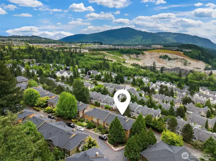 Aerial view facing South.