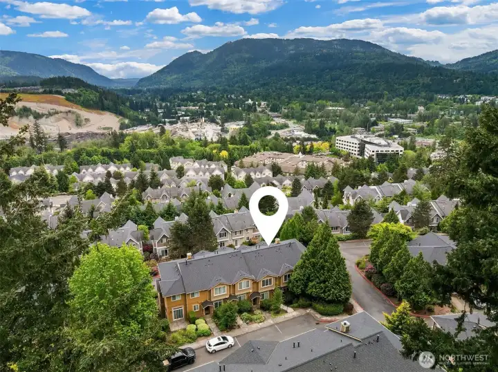Aerial view facing South.