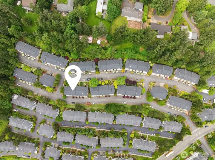 Top down aerial view.