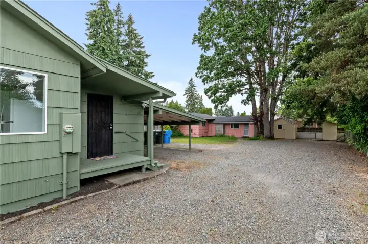 6411, driveway, entrance to cottage and storage sheds