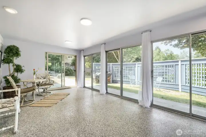 Sunroom off family room