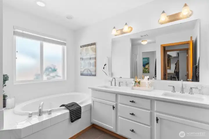 Primary bathroom with soaking tub Primary bathroom with soaking tub
