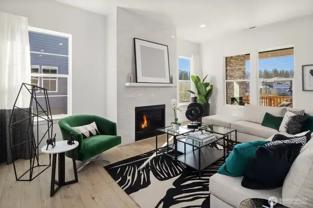 Great room with fireplace