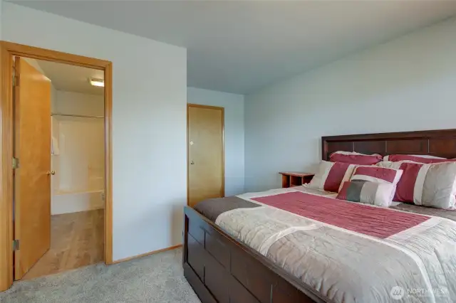 This bedroom also has a walk in closet, and direct access into the main bath without having to go around into the hallway.