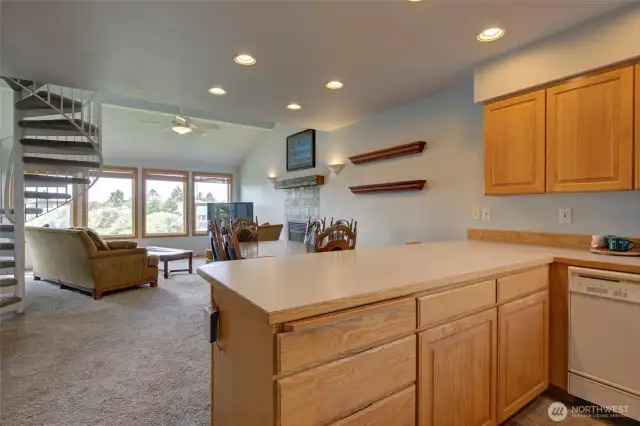 This kitchen has tons of storage and is designed for entertaining.