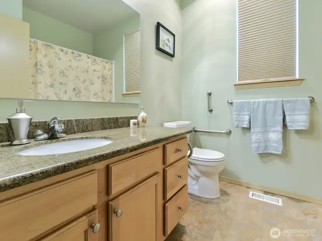 Tub/ shower. Window for extra lighting.