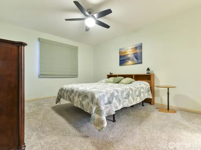 Primary Bedroom.  Extra nice window coverings that stay with home.