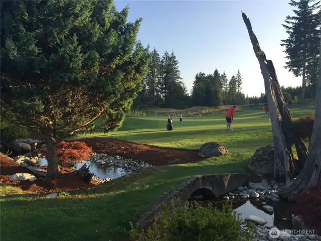 Practice on the putting green and chipping before golfing on the 18 hole golf course