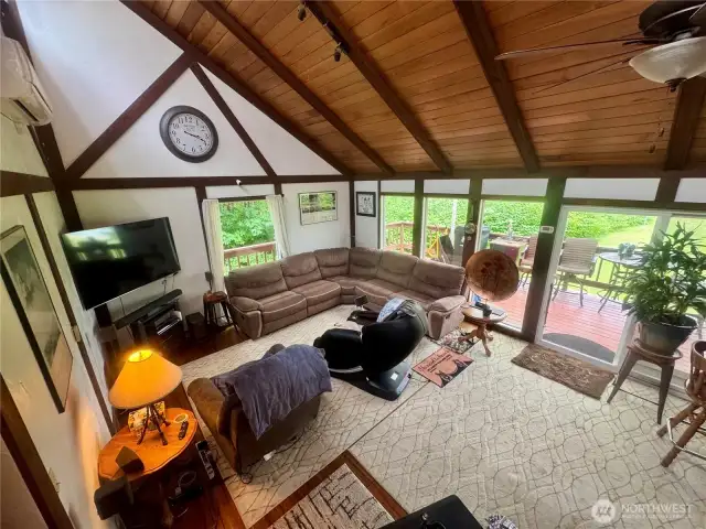 Great room with vaulted ceiling and natural light