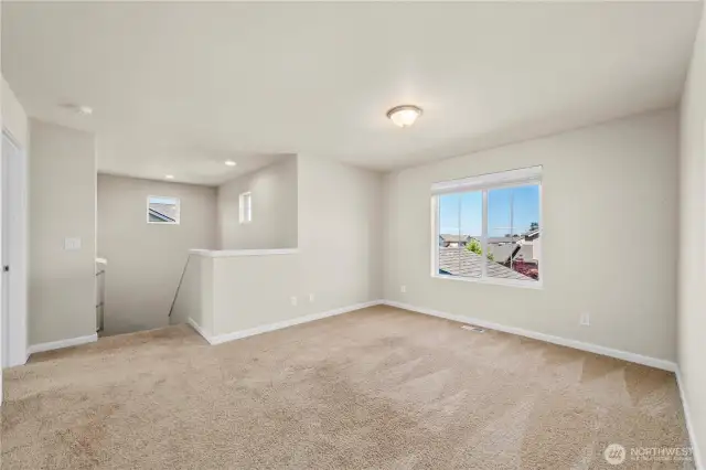 Loft bonus family room at the top of the stairs.