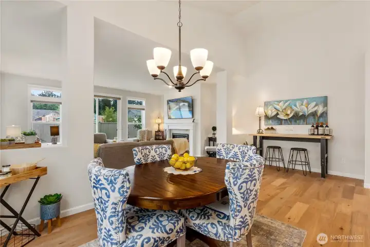 Light & bright dining area is roomy enough for a wine bar and additional seating.