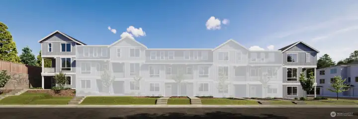 Image is a rendering.  Photographs are for illustrative purposes only. Features, finishes, interior/exterior colors, landscaping and floorplan shown may vary from actual homes built.