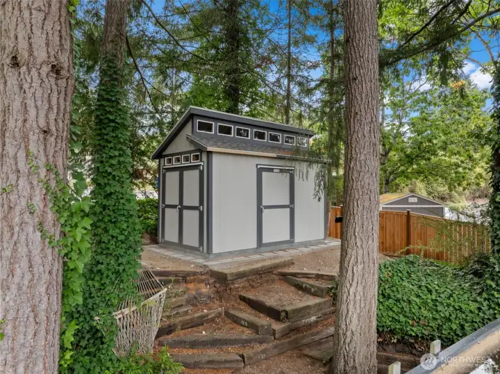 Storage shed around back by secondary parking