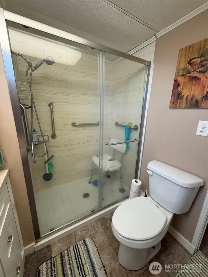 Walkin shower with grab bars